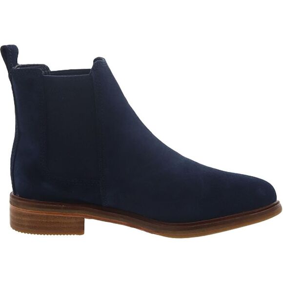Clarks Womens Clarkdale Arlo Navy Suede Pull On Chelsea Boots Shoes NWT - Picture 2 of 3